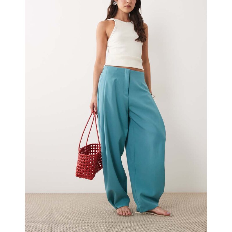 ASOS DESIGN Tailored tapered trouser with popper hem detail in