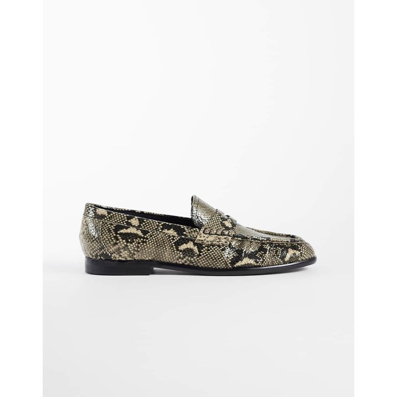 ASOS DESIGN penny loafer with ruching in faux snake-Multi