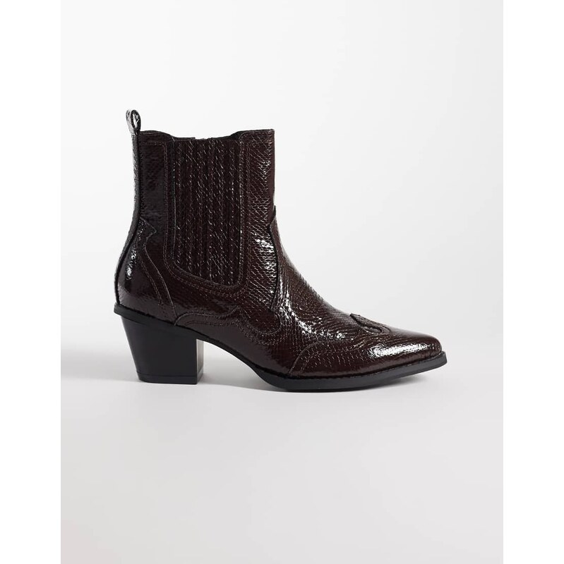ASOS DESIGN western chelsea boots in brown with cuban heel