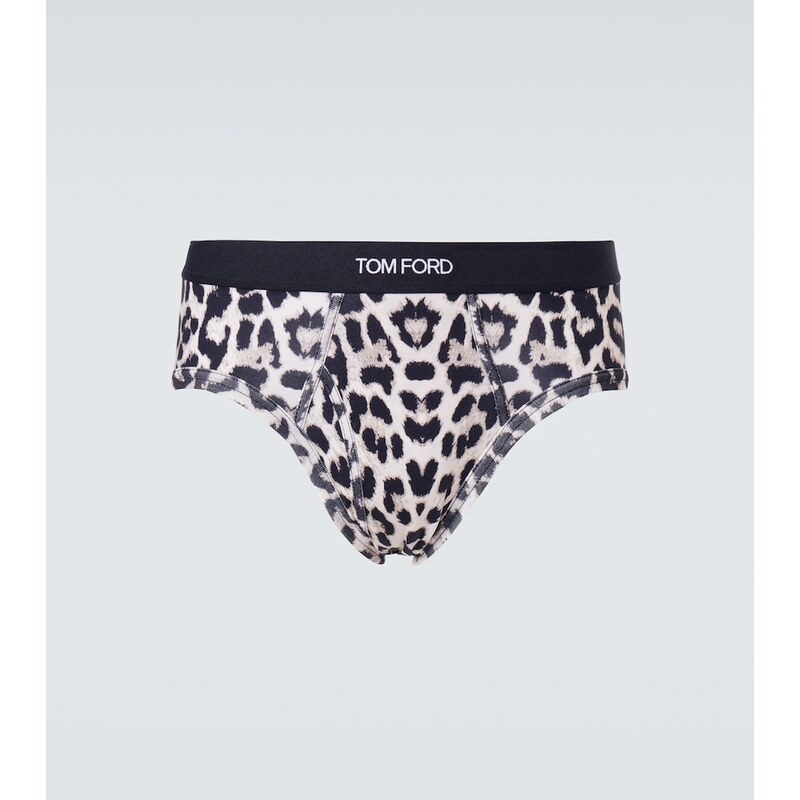 Tom Ford Leopard-print cotton-blend briefs