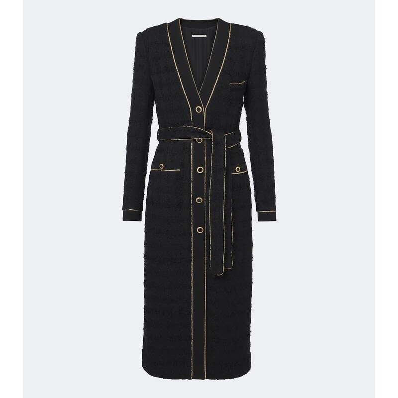 Alessandra Rich Belted cotton-blend bouclÃ tweed coat