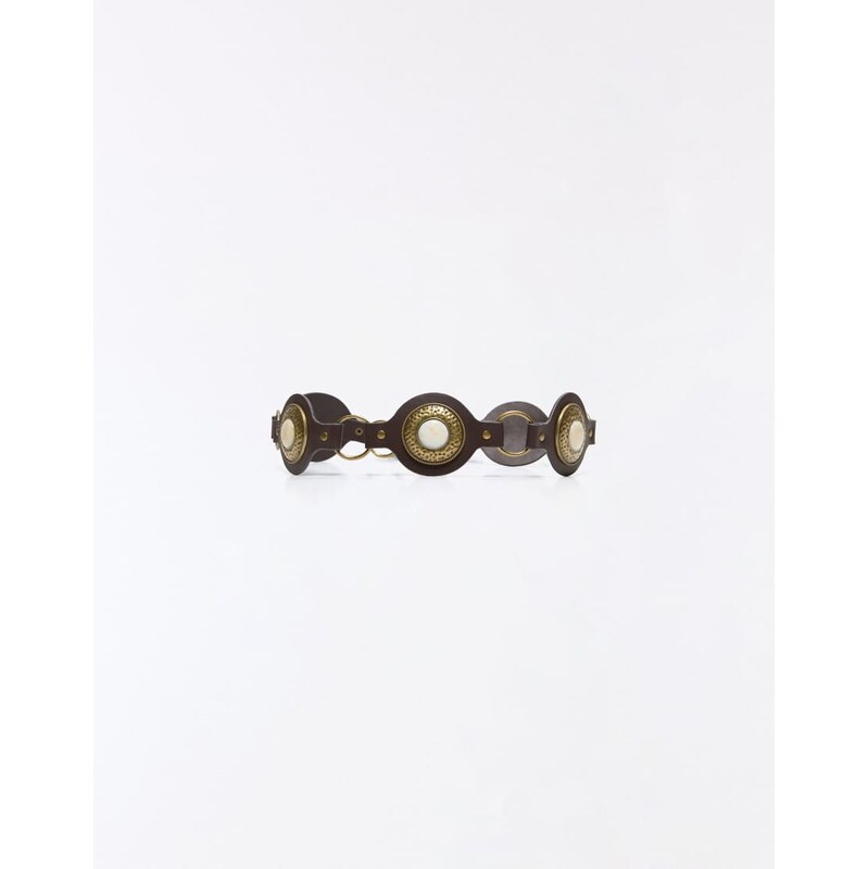 Bershka Stone medallion belt in brown
