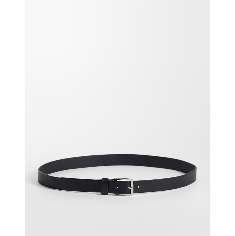 Jack & Jones square buckle leather belt in black
