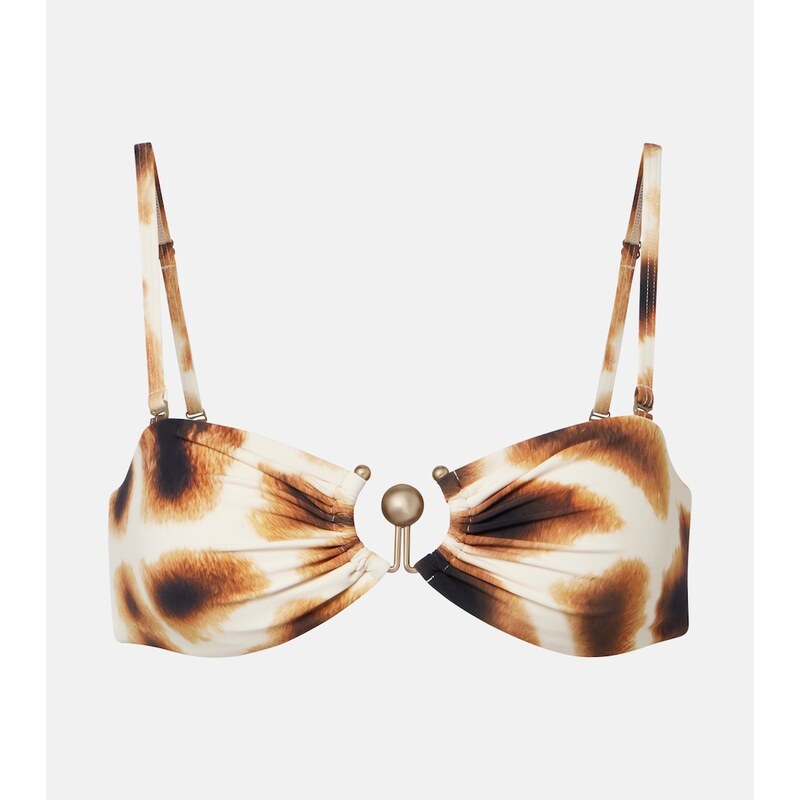 Christopher Esber Leopard-print ruched bikini top