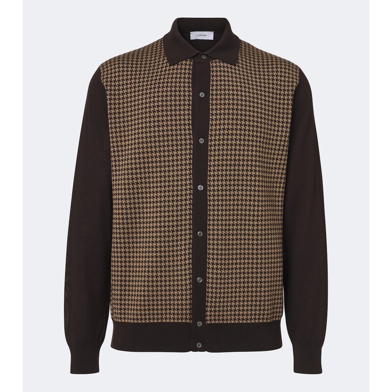 Lardini Houndstooth wool cardigan