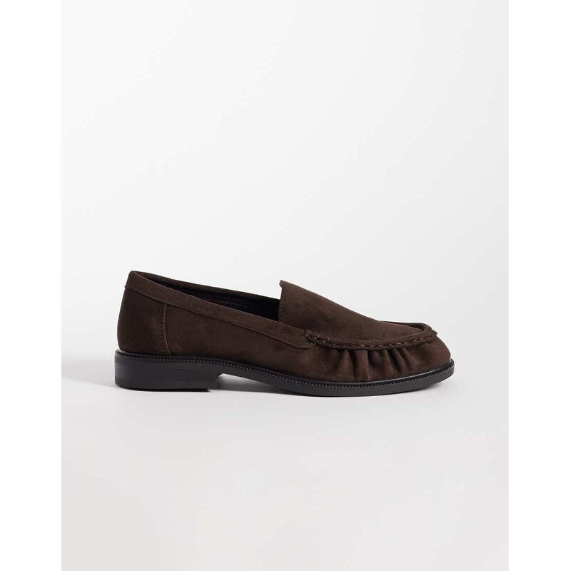 SEQWL Cadilliac faux suede penny loafers in chocolate brown