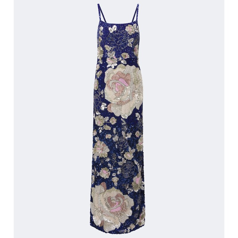 Là Fuori Sequined floral gown
