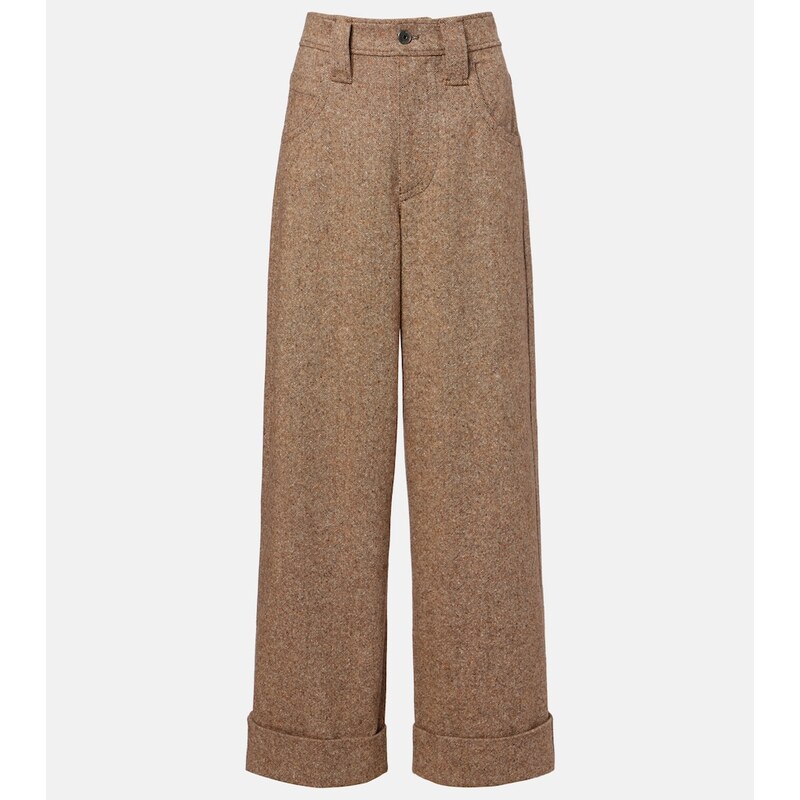 Brunello Cucinelli Monili wool-blend flannel wide-leg pants