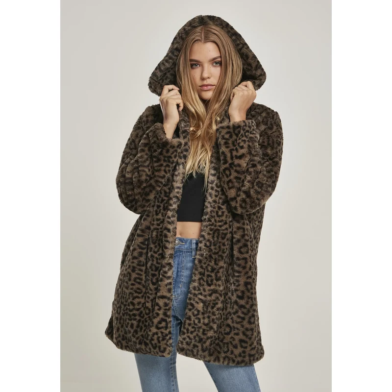 Urban Classics Dámský kabát s leopardím vzorem
