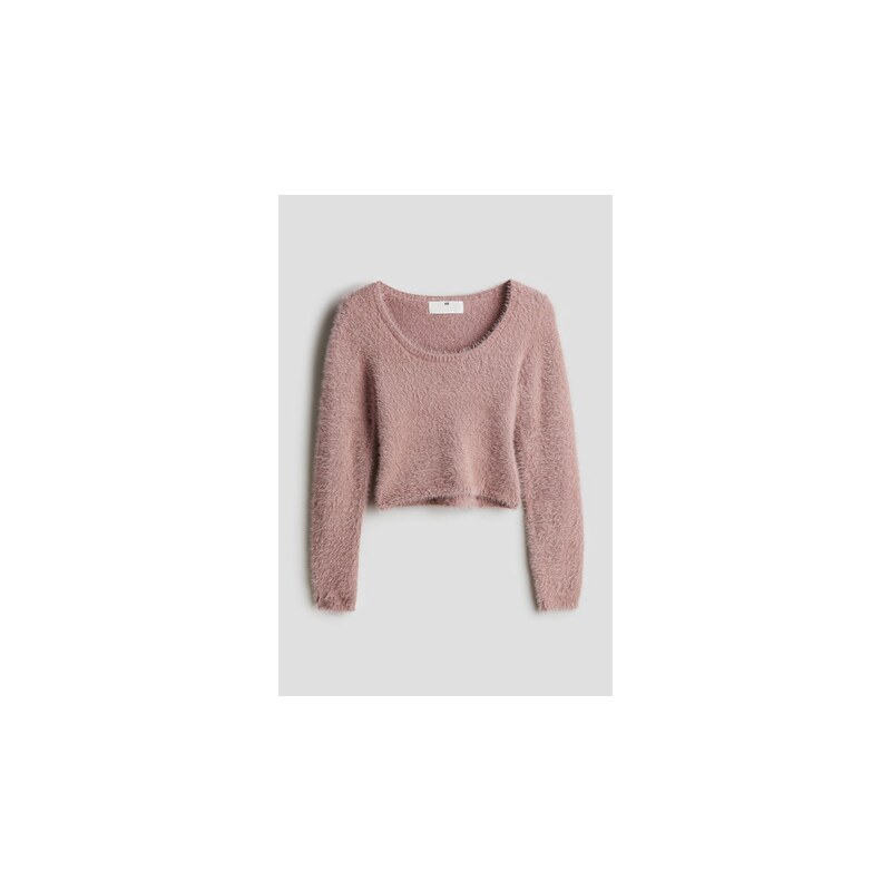 H&M - Svetr z huňatého úpletu - Tlumená Růžová