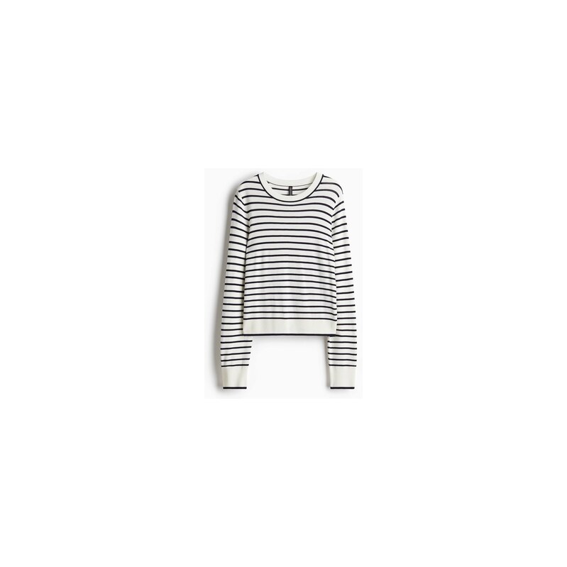 H&M - Svetr z jemného úpletu - Krémová/Proužky