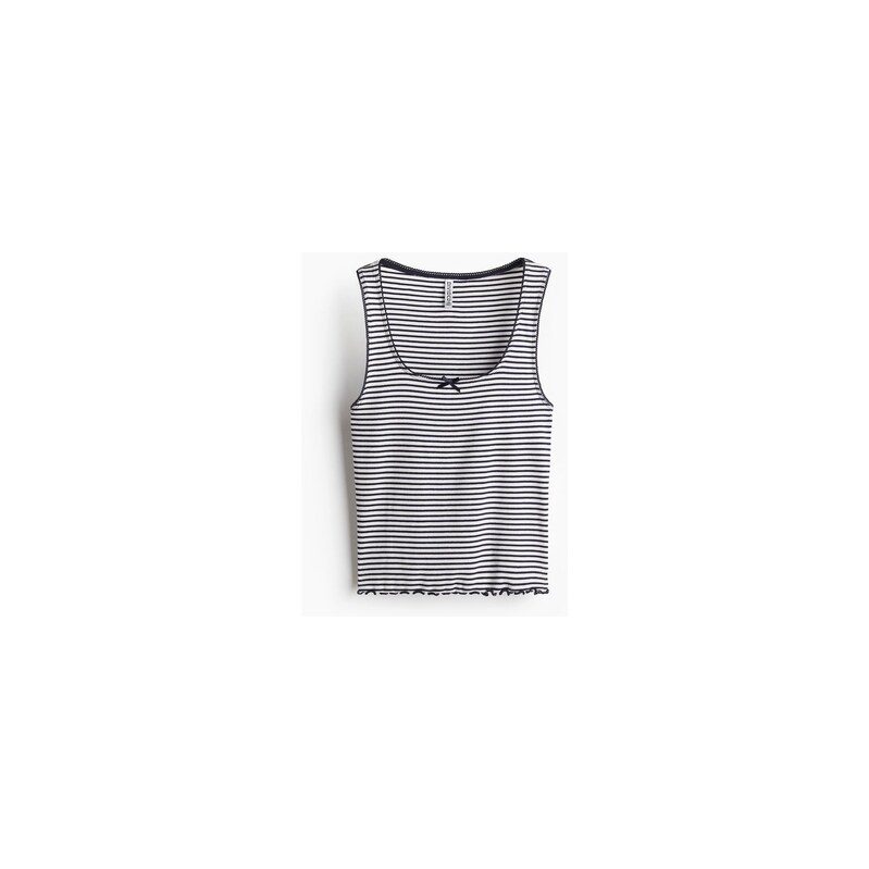 H&M - Tílko z ažurového žerzeje - Bílá/Proužky