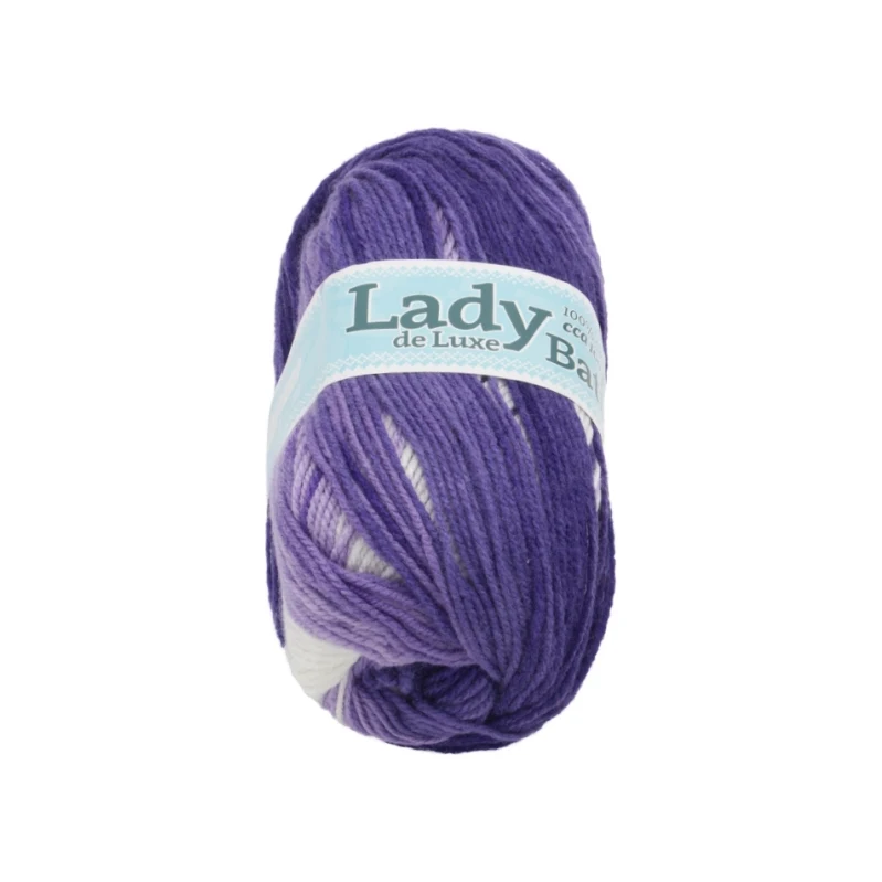 Bellatex Příze LADY de Luxe BATIK 100g / 238 m Bílá,Fialová