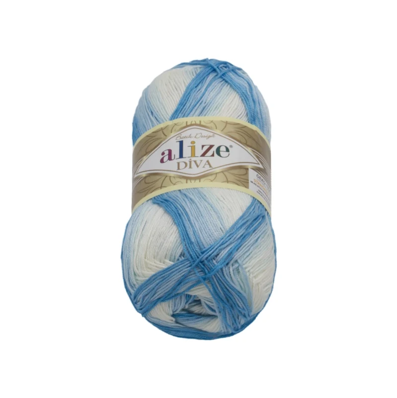 Bellatex Příze DIVA BATIK 100g / 350 m Bílá,Modrá