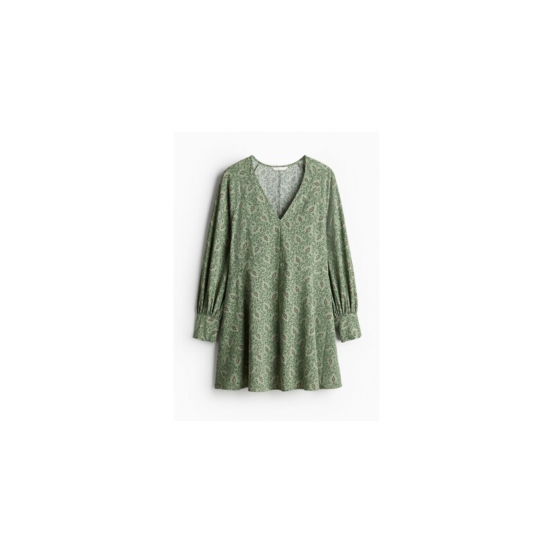 H&M - Šaty Flared - Zelená/Vzor