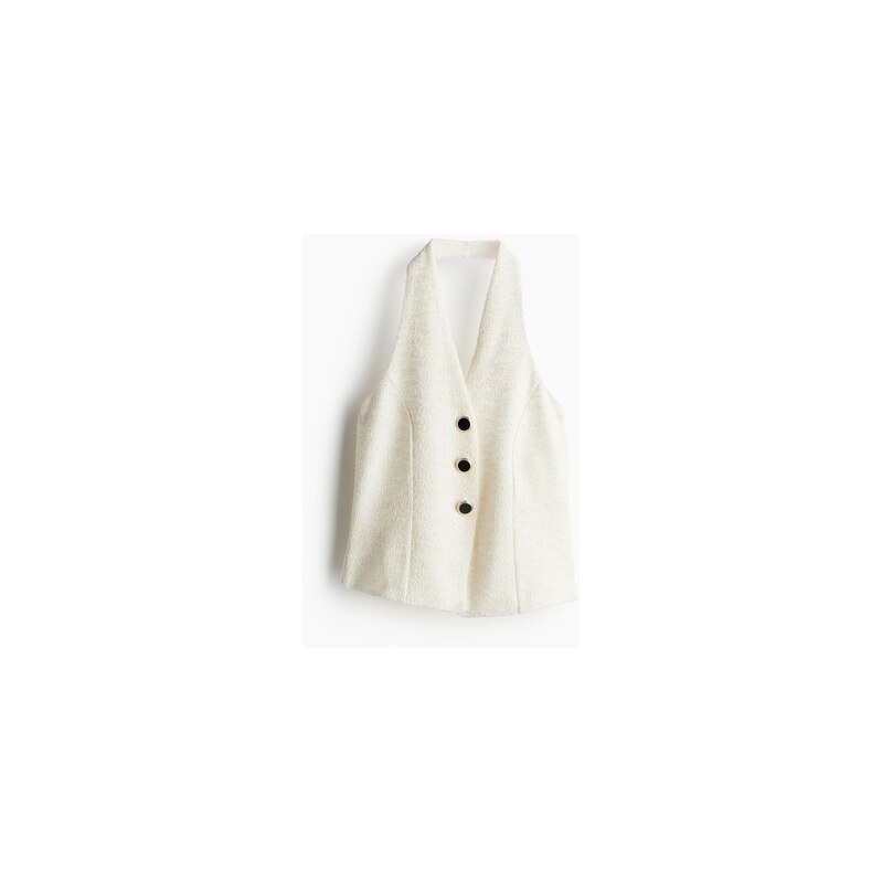 H&M - Top halterneck z buklé - Krémová