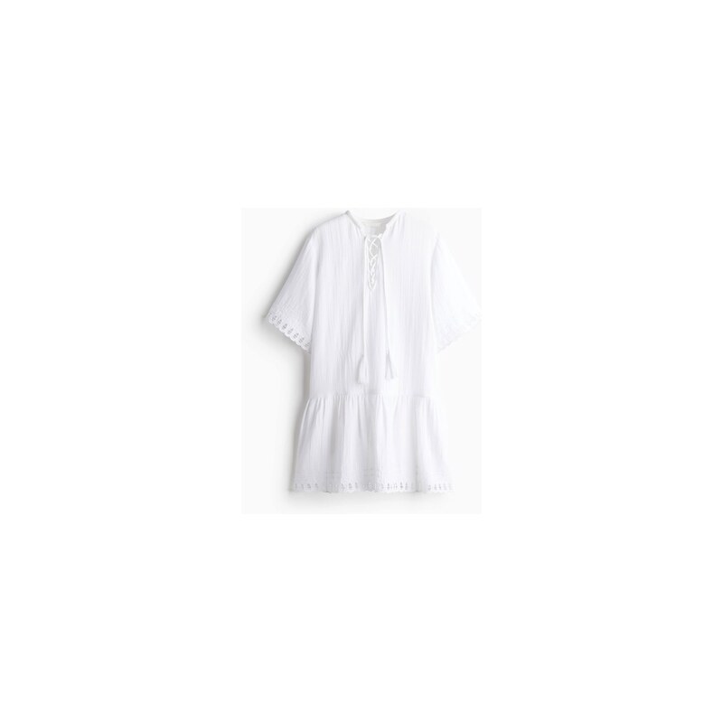 H&M - Bavlněné tunikové šaty - Bílá