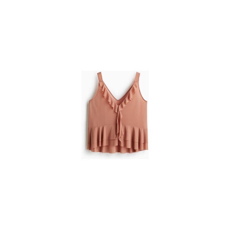H&M - Volánkový top bez rukávů - Tlumená Oranžová