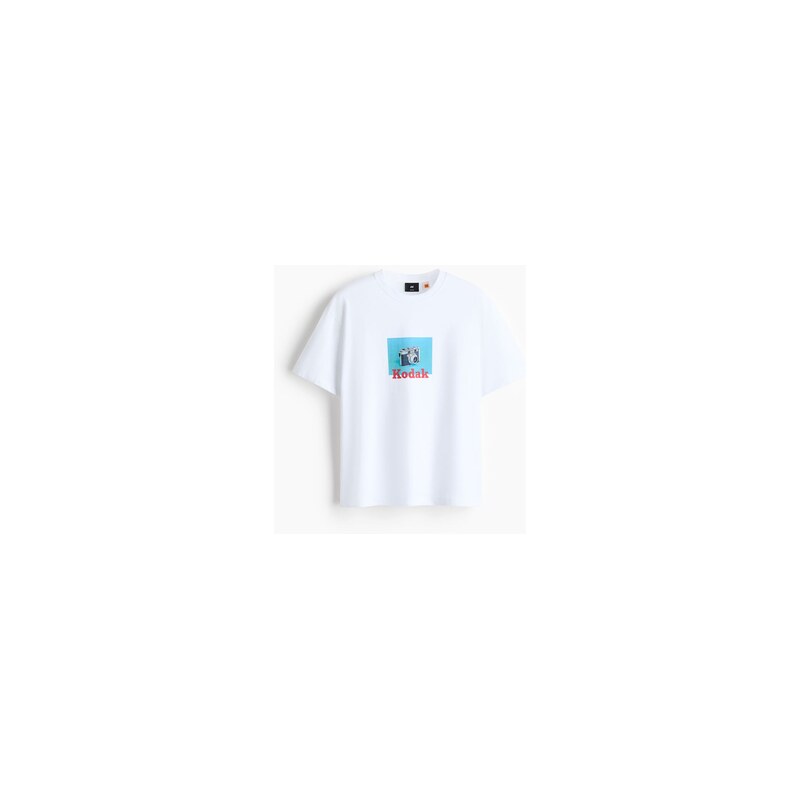 H&M - Tričko Loose Fit - Bílá/Kodak