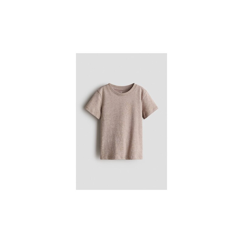 H&M - Bavlněné tričko - Šedohnědý Melír