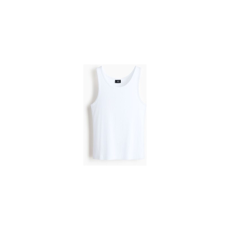 H&M - Žebrované tílko Slim Fit - Bílá
