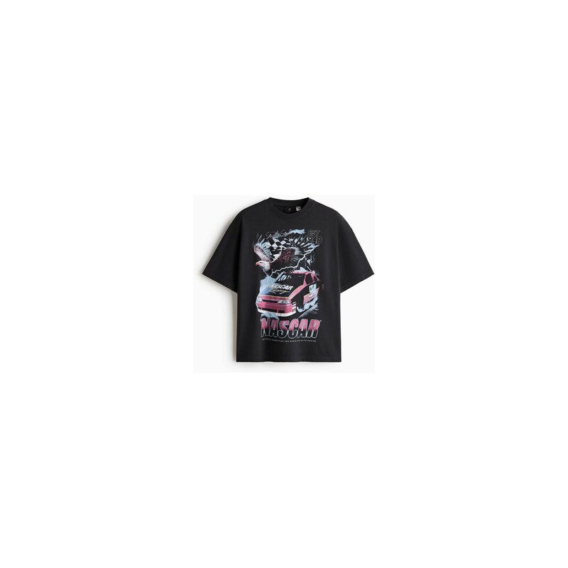 H&M - Tričko Oversized Fit - Černá/Nascar