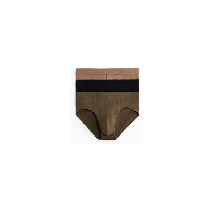 H&M - Slipys Lycrou 3 kusy - Tmavě Zelená Khaki