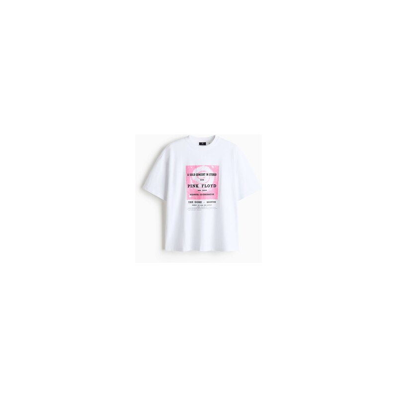 H&M - Tričko Oversized Fit - Bílá/Pink Floyd