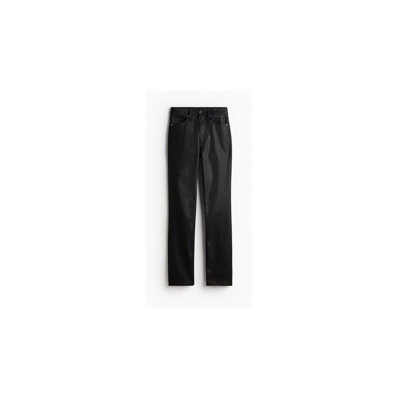 H&M - Slim Straight High Jeans - Černá/Povrchová Úprava