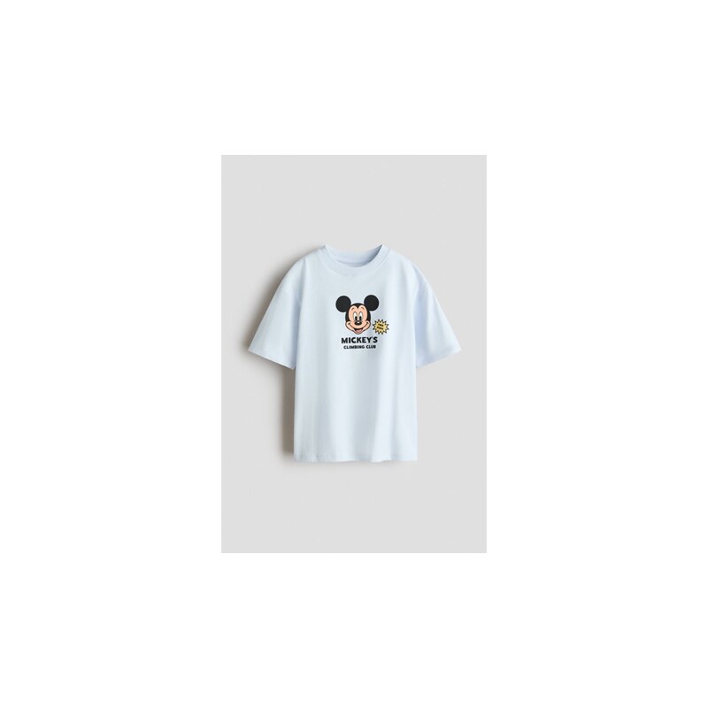 H&M - Oversized tričkos potiskem - Bleděmodrá/Myšák Mickey