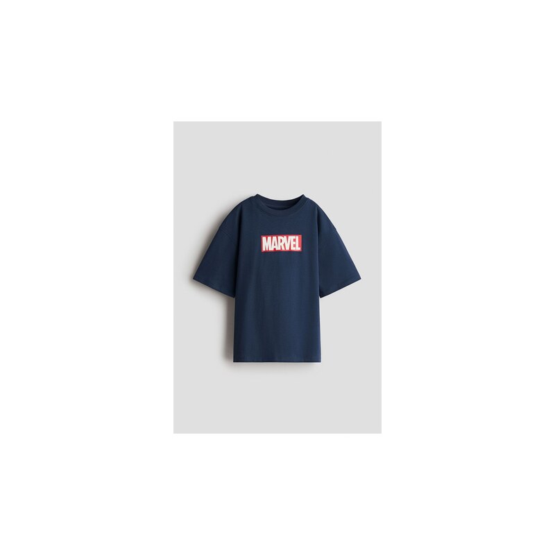H&M - Oversized tričkos potiskem - Námořnická Modř/Marvel Comics