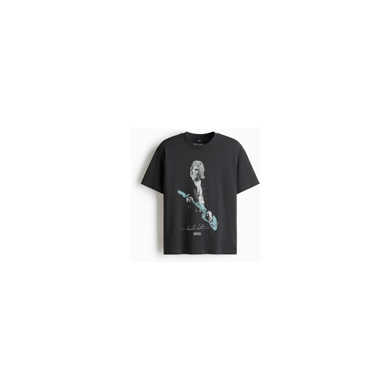 H&M - Tričko Loose Fit - Tmavě Šedá/Nirvana
