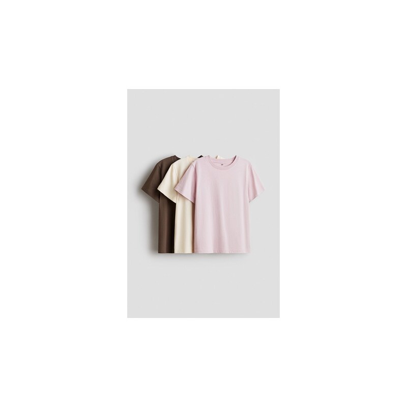 H&M - Tričko 3 kusy - Tlumená Růžová/Světle Béžová