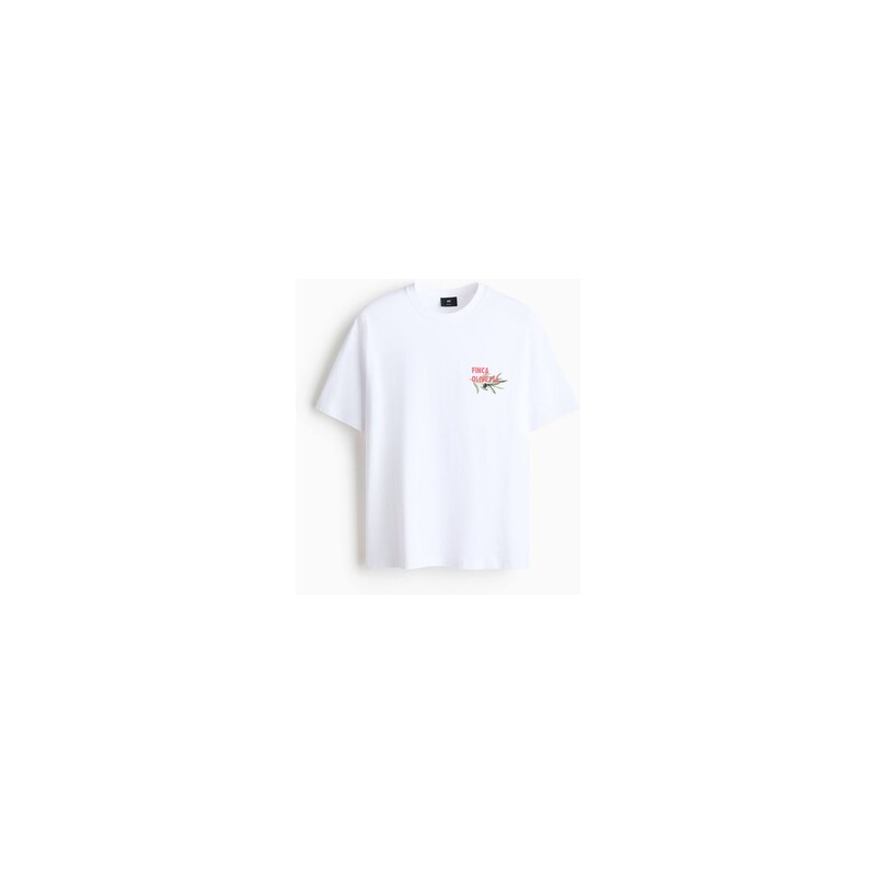 H&M - Tričkos potiskem Loose Fit - Bílá/Finca Olivetta