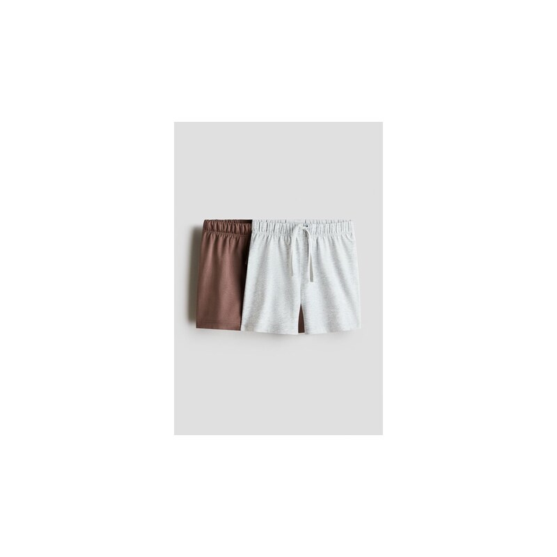 H&M - Žerzejové šortky 2 kusy - Hnědá/Světle Šedá