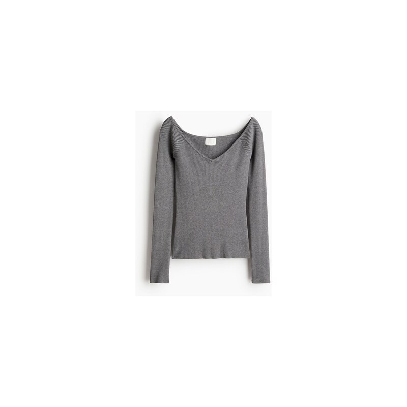 H&M - Top odhalující ramena - Tmavě Šedá
