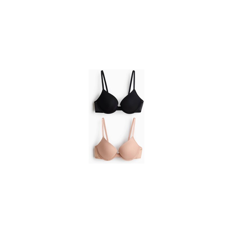 H&M - 2 push-upky z mikrovlákna - Světle Béžová/Černá