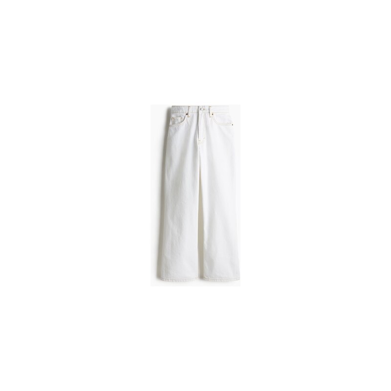 H&M - Straight Regular Jeans - Bílá