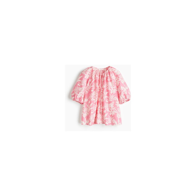 H&M - Halenkas balonovým rukávem - Růžová/Vzor
