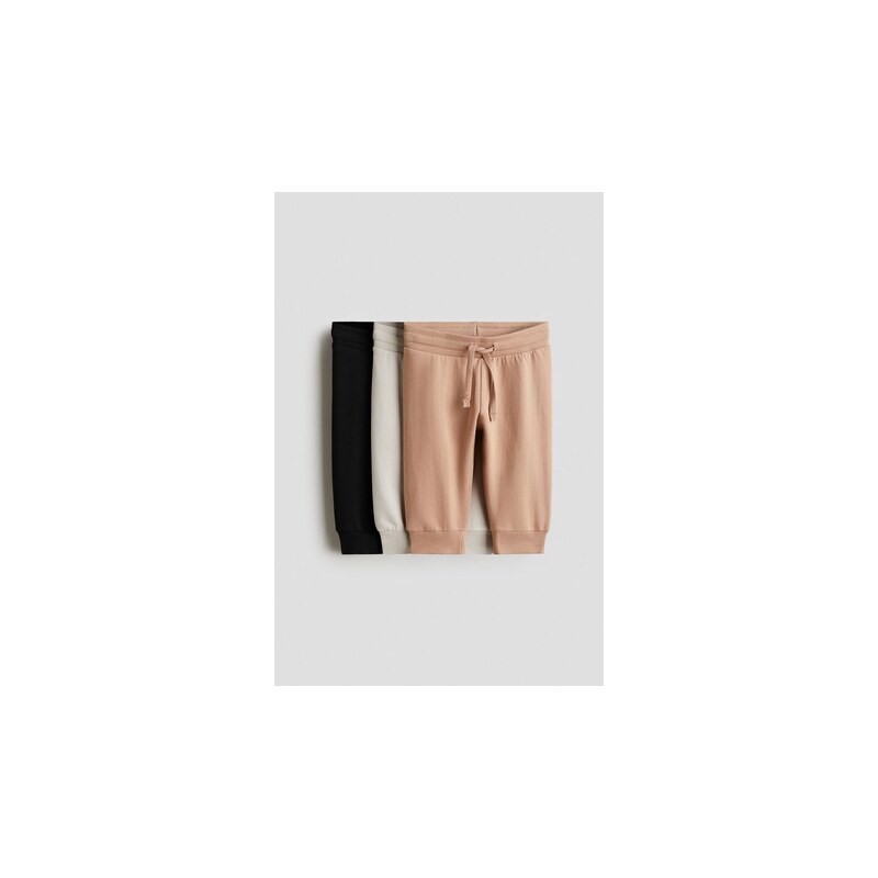H&M - Balení: 3 kalhoty jogger - Béžová/Černá