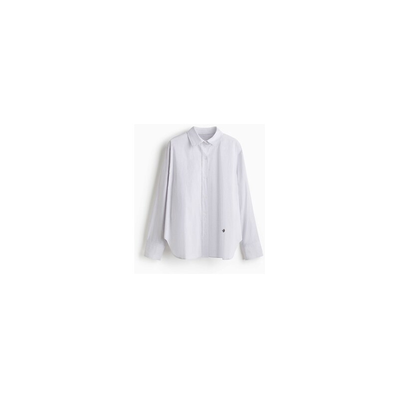 H&M - Popelínová košile - Bílá/Úzký Proužek