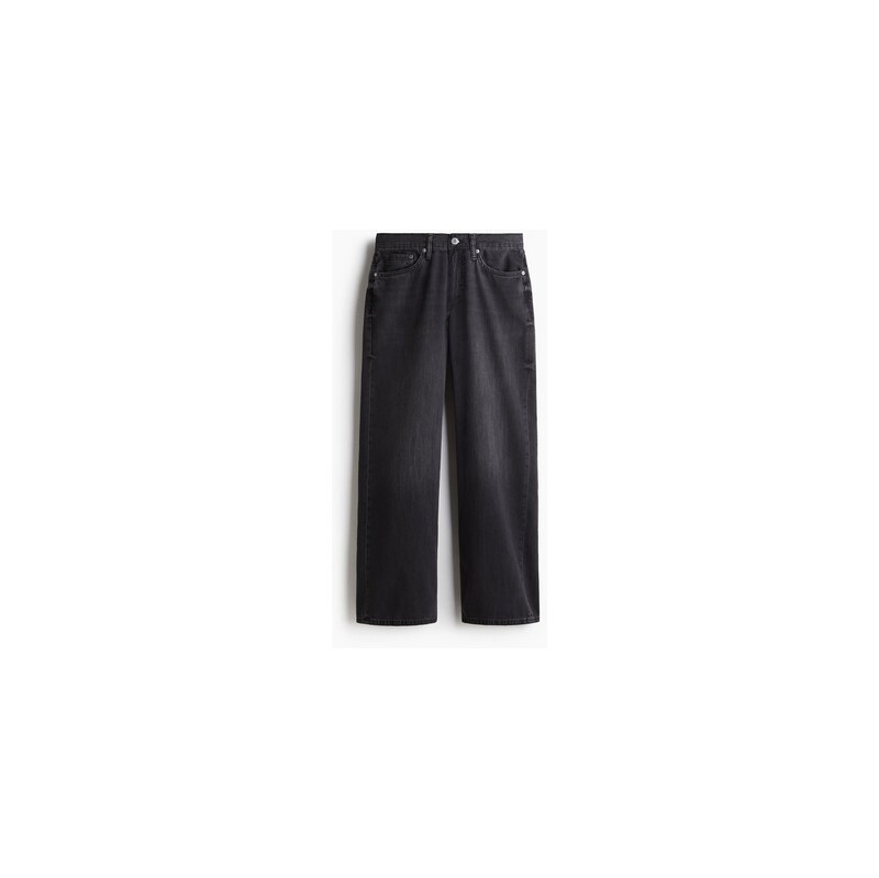 H&M - Straight Loose Lightweight Jeans - Černá