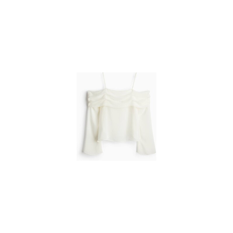 H&M - Šifonový top odhalující ramena - Krémová