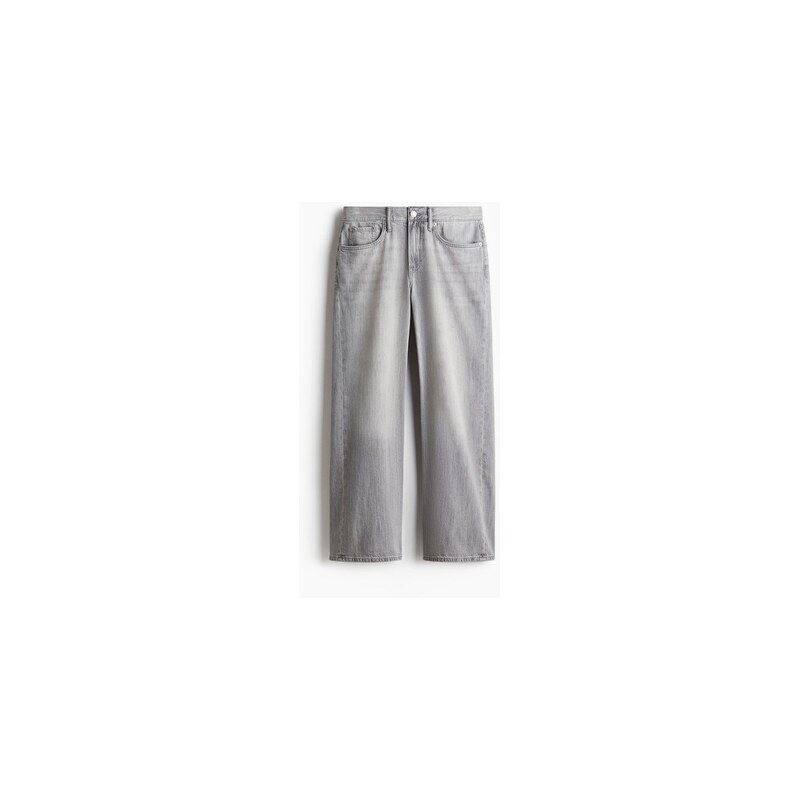 H&M - Straight Loose Lightweight Jeans - Šedá