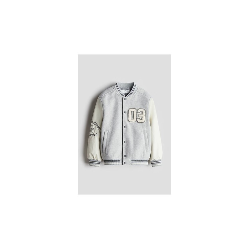 H&M - Baseballová bundas aplikací - Světle Šedá/03