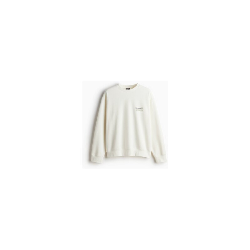 H&M - Mikina Loose Fits potiskem - Bílá/Rostliny
