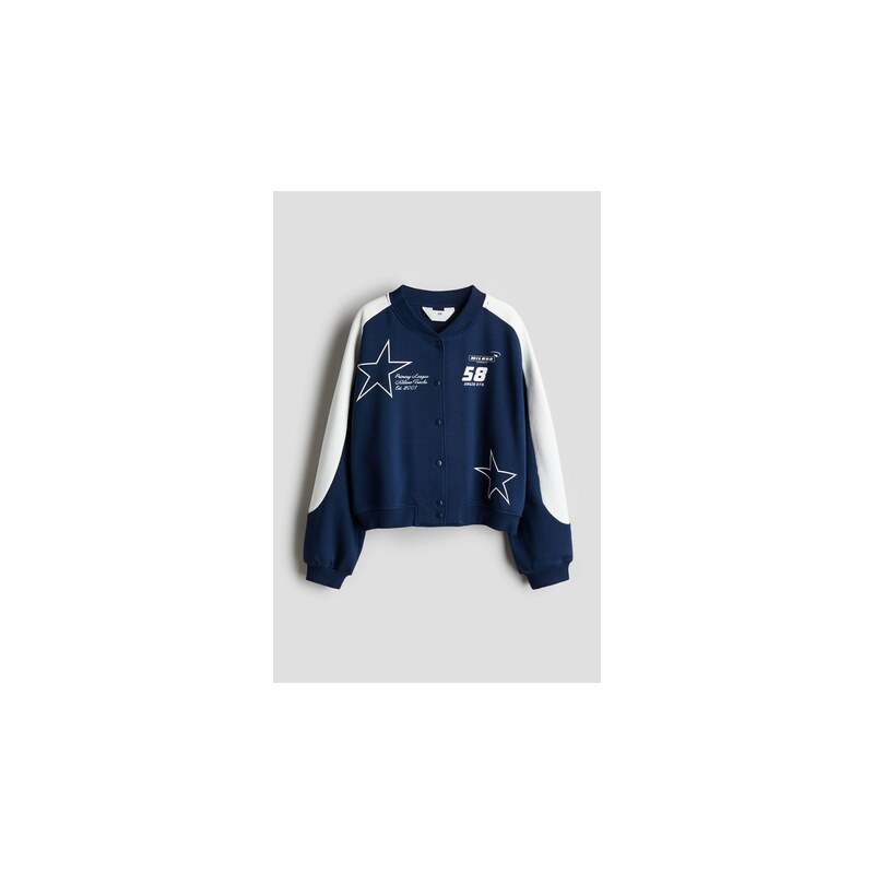 H&M - Oversized baseballová bunda - Tmavomodrá/Barevné Bloky