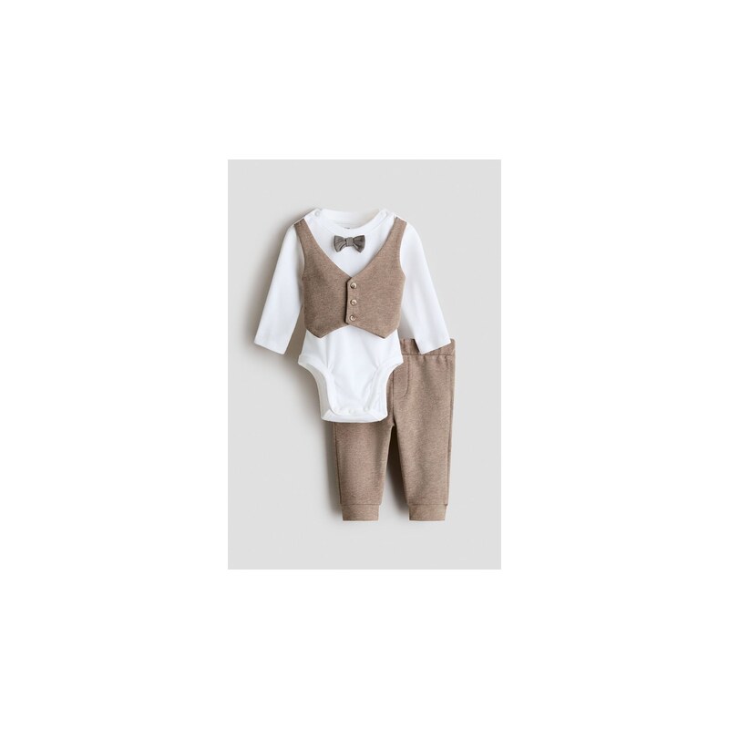 H&M - Dvoudílná elegantní souprava - Béžová/Bílá