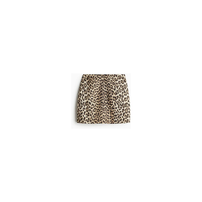 H&M - Minisukně - Světle Béžová/Leopardí Potisk