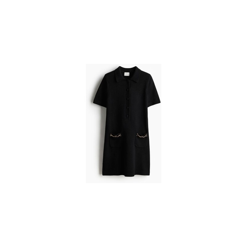 H&M - Pletené šatys řetízky - Černá